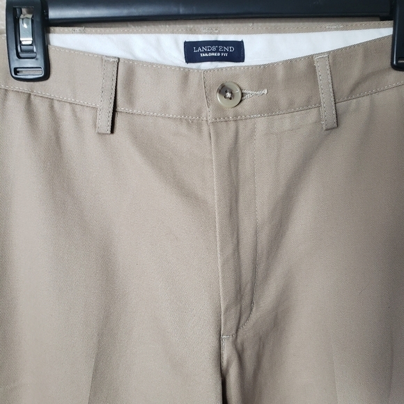Lands' End Men's Khaki Tailored Fit No Iron Twill Pants-Size 30x32 (NWOT) - Picture 2 of 8